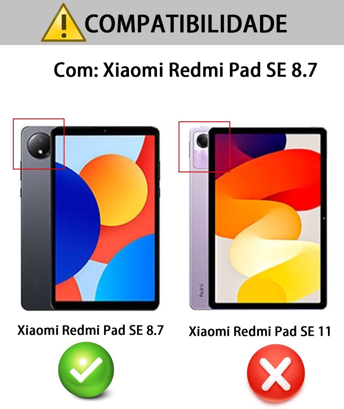 Capa para Xiaomi Redmi Pad SE 8,7 polegadas/Redmi Pad SE 4G Capinha Protetora Fina Capa Traseira Transparente Proteção com Suporte para Lápis - Rosa