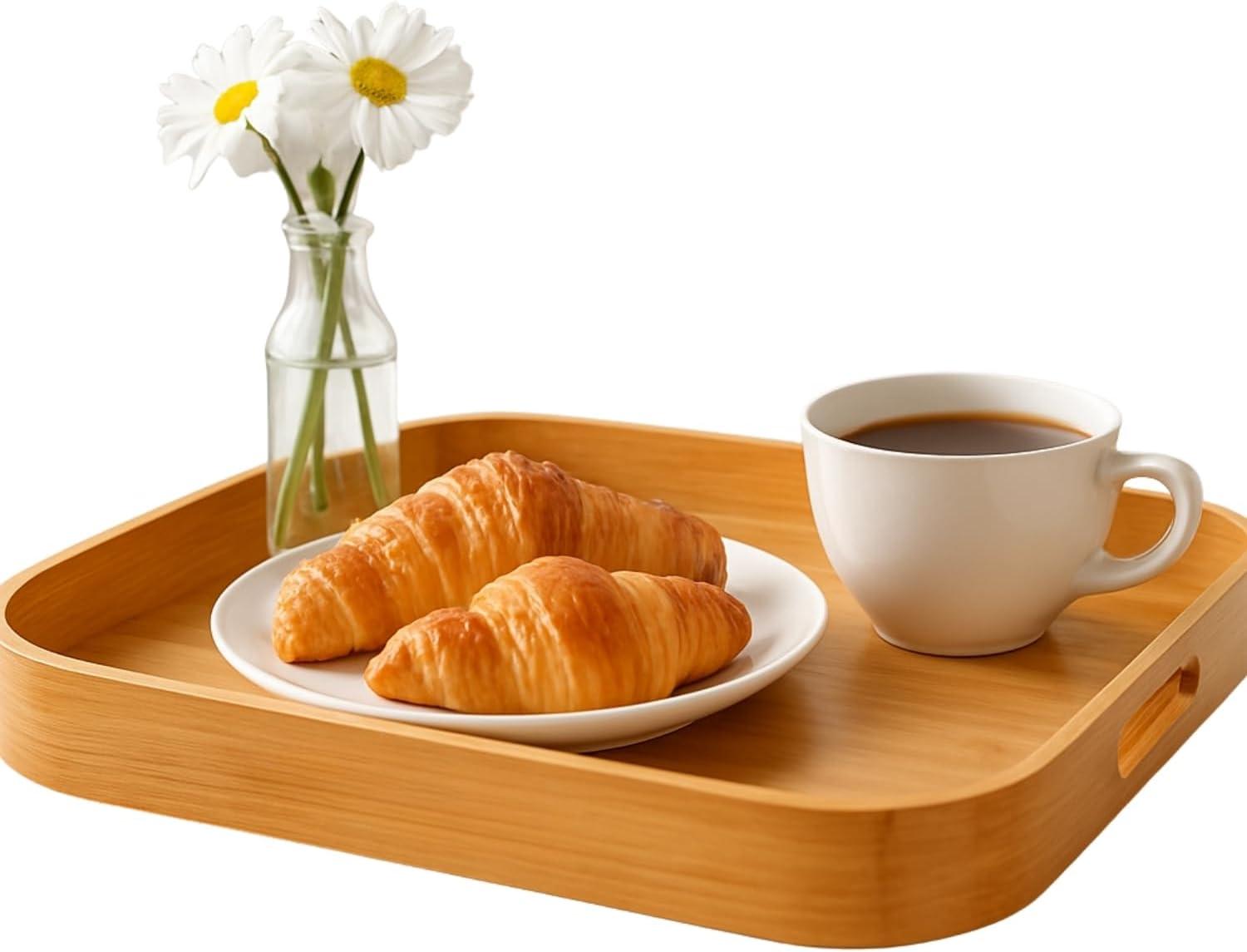Bandeja de Servir, Bandeja de Decoração, Organizador Redondo, Ovalado, Grande, Médio - Modelos Elegantes e Difernciados para Decoração, Organizar e Servir (Bambu Natural - Ovalada, 40x28x5)