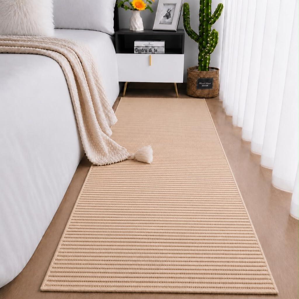 Tapete Passadeira Antiderrapante 2M x 65Cm Emborrachado Premium Corredor Cozinha Quarto Luxo Palha