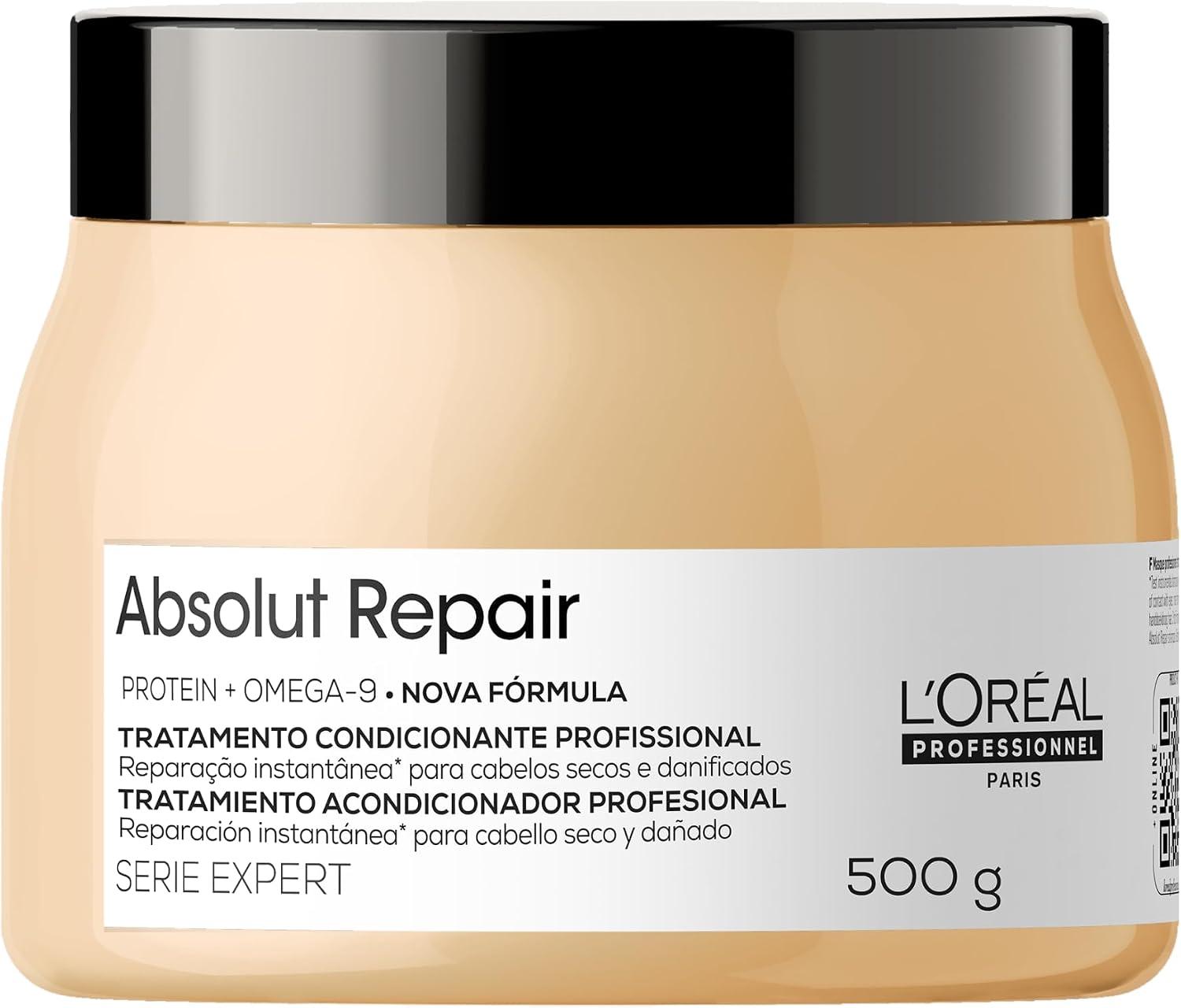 L'Oréal Professionnel Máscara Capilar Absolut Repair, Tratamento Capilar Proteico Para Nutrição Profunda, Hidrata, Repara Danos e Acrescenta Brilho, Para Cabelos Secos e Danificados