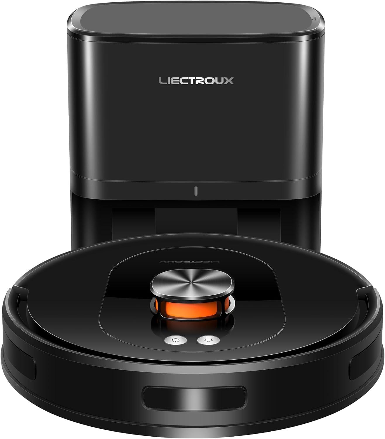 Robô Aspirador Liectroux T9 4 em 1 Base Autolimpante Aspira Varre Passa Pano LiDAR Mapeamento Inteligente Alexa Google App Escova Antiemaranhamento Pet Carpetes Wi-Fi 2.4/5GHz