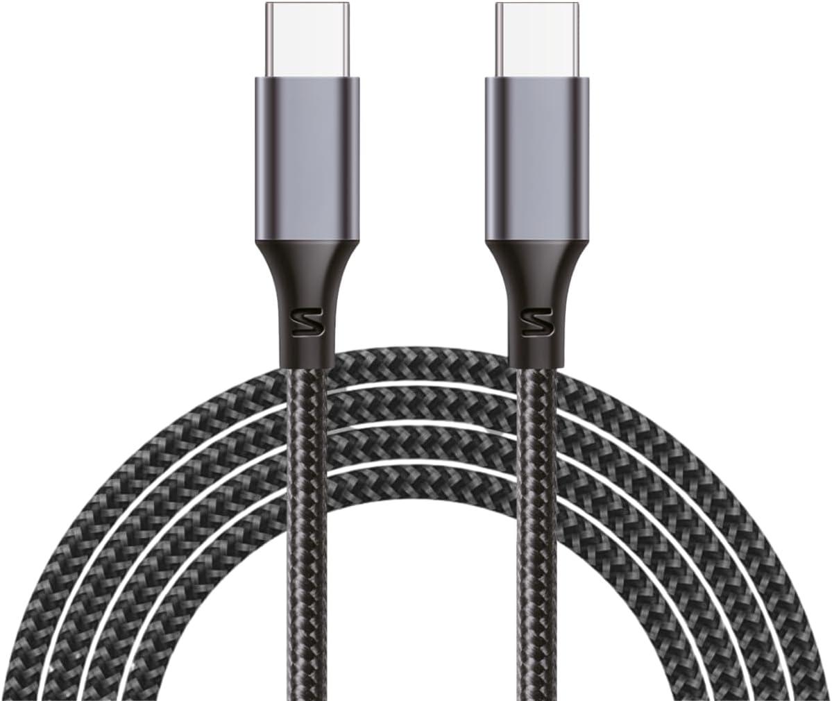 Cabo USB C Turbo tipo C Trançado Compatível com iPhone e Samsung Cabo Resistente Carregador USB-C 2M 100W Cabo USB Tipo C para Tipo C Carregamento Rápido Compatível com Cabo iPhone USB C
