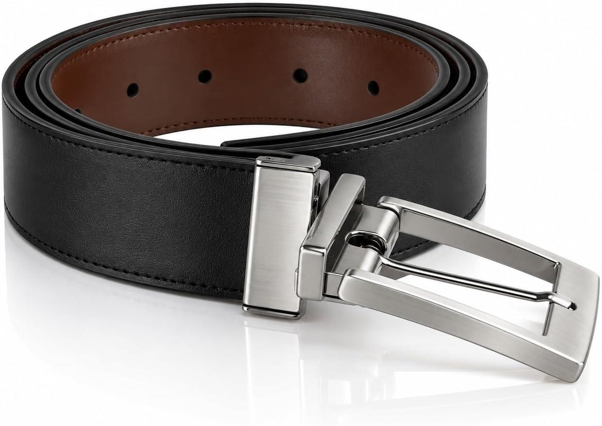 Cinto Masculino Dupla Face Preto E Marrom Com Fivela Giratória Reversível Ajustável, Cinto Social E Casual Masculino Elegante 2 Em 1 Para Calça Jeans Social Trabalho E Dia A Dia