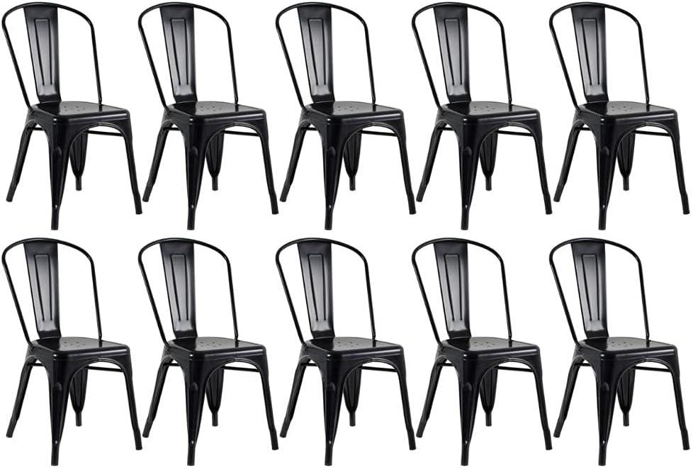 Laráz, Kit 10 Cadeiras de jantar Iron Tolix - Preto Semibrilho