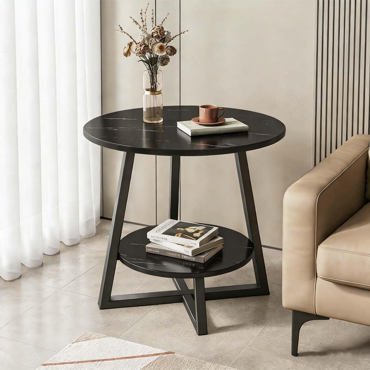 Mesa de Centro Formato Nuvem com Tampo em MDF e Estrutura em Aço Reforçado - Ideal para Sala, Quarto e Escritório (Preto Negro)