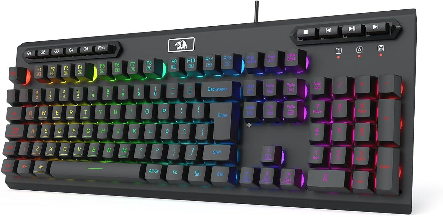 Teclado Membrana Gamer Redragon Aditya Preto