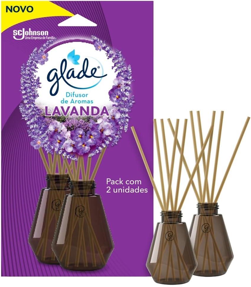 Glade Difusor de Ambiente Lavanda, 2 Unidades Frasco 100ml e 6 Varetas cada
