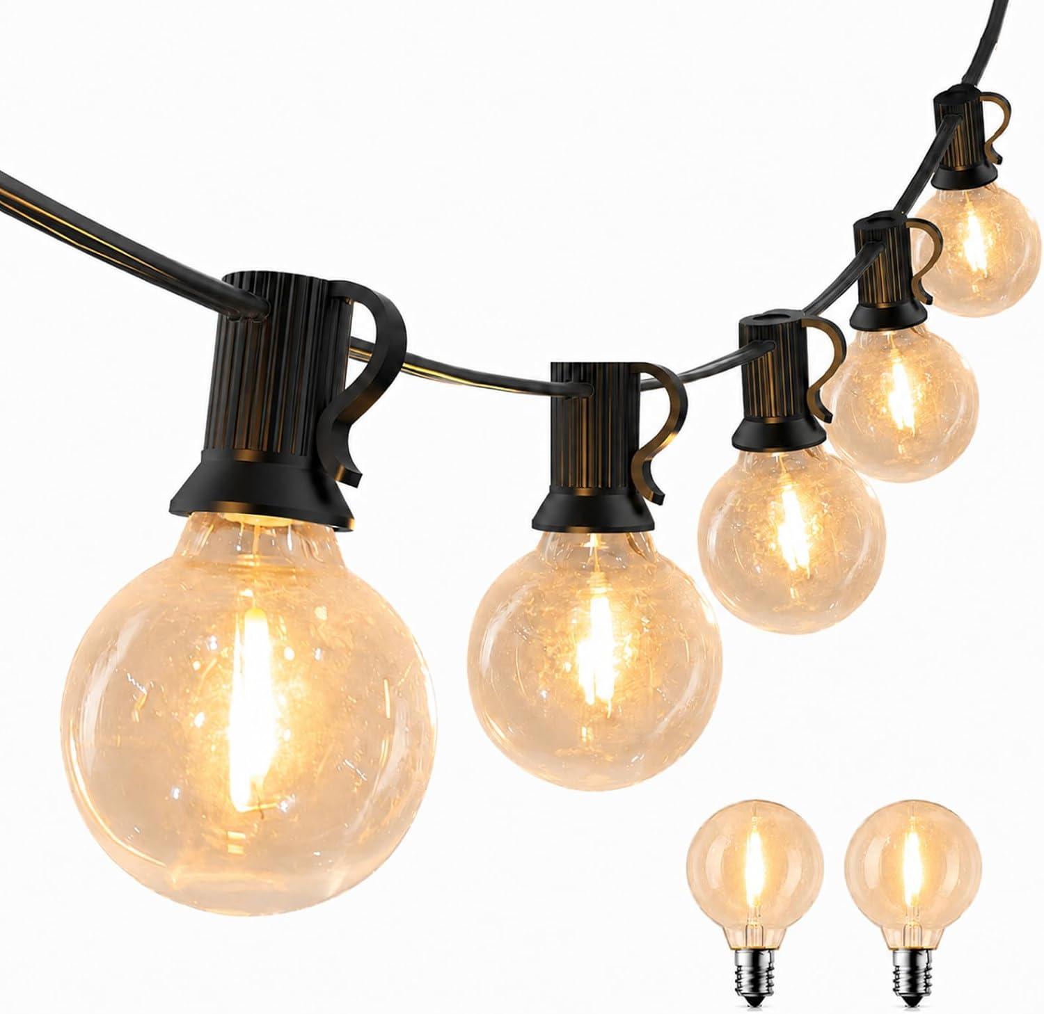 Varal de Luzes 15m, Varal de Luzes Area Externa, 26 Lâmpadas Edison, Varal de Lampadas Externo, com 2 sobressalentes, Conectável à Tomada, DecoraçãO Luzes Decorativas para Pátio, Interior, Varanda