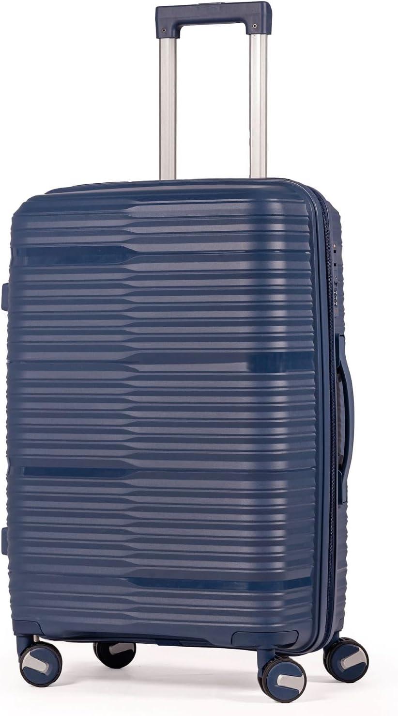 Mala De Viagem Média 23kg Polipropileno Rodas Duplas 360 Fibra Rígida Leve Resistente Para Despachar (AZUL, MÉDIA)