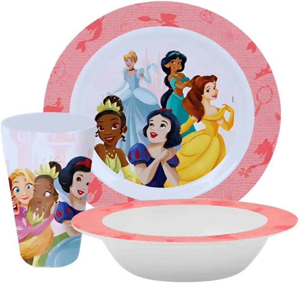 Jogo Infantil de Melamine com 3 Peças Princesas 22cm – Produto Oficial