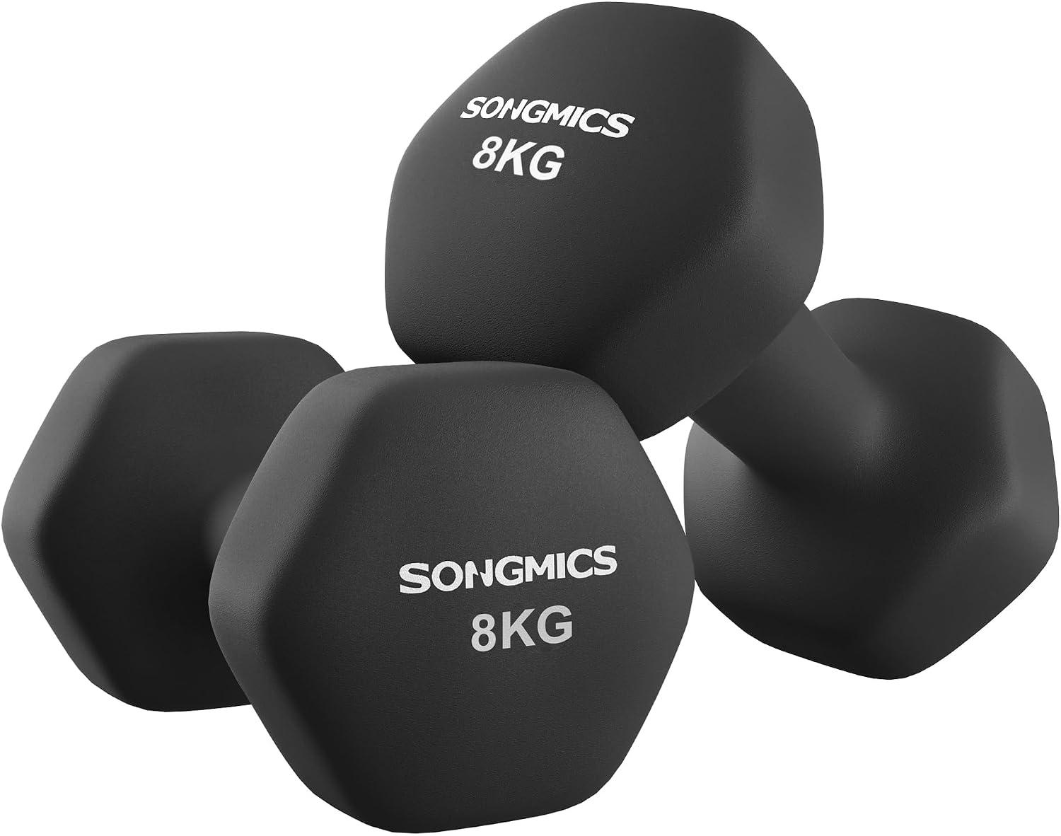 SONGMICS Conjunto de 2 Halteres Hexagonais, 2 x 8 kg