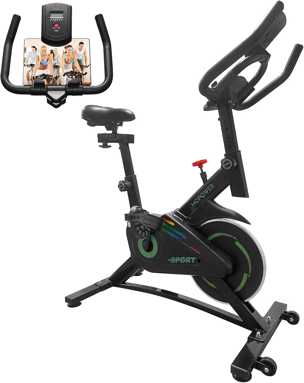 Bicicleta Ergométrica Indoor, Ultra Silenciosa, com Resistência Infinita, Assento e Guidão Ajustáveis, Monitor LCDVerde)