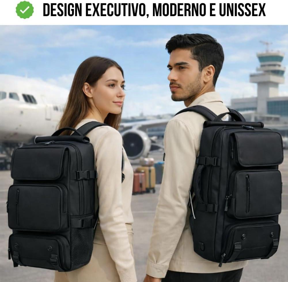 Mochila Executiva Masculina-Feminina (Unissex) Grande Reforçada Impermeável Ombro ou Costas para Trabalho (Notebook Laptop) Academia Camping Natação Viagem.