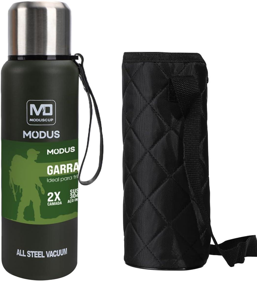 MODUS Garrafa Térmica De Aço Inox Com Copo Portátil E Bolsa 1000ml