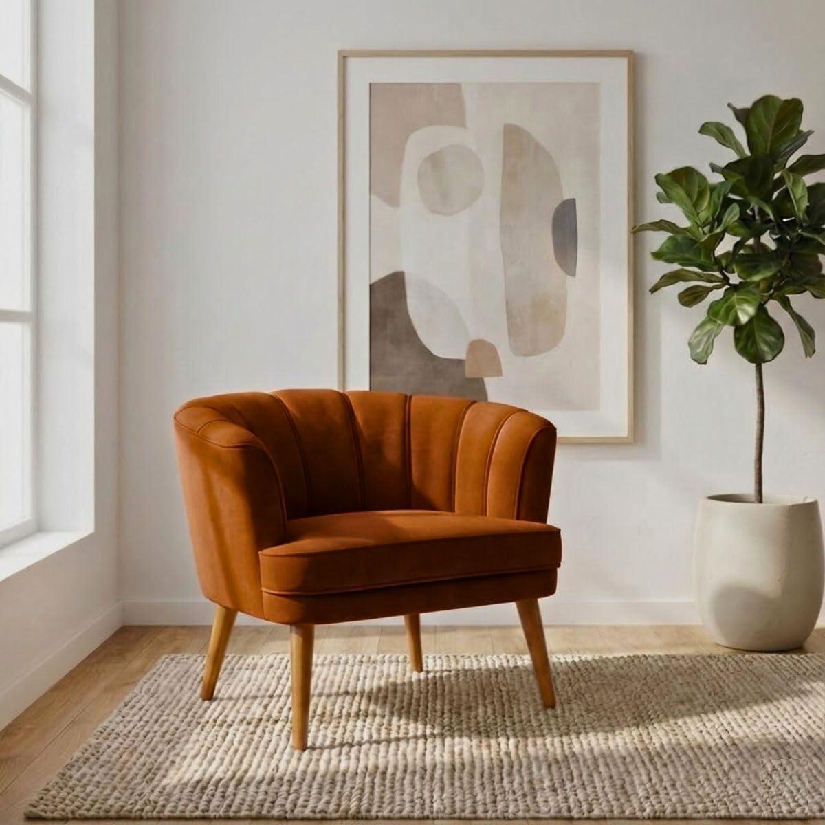 Poltrona Cadeira para Sala de Estar Confortável Tecido VeludoMOBLAN decor (Terracota)