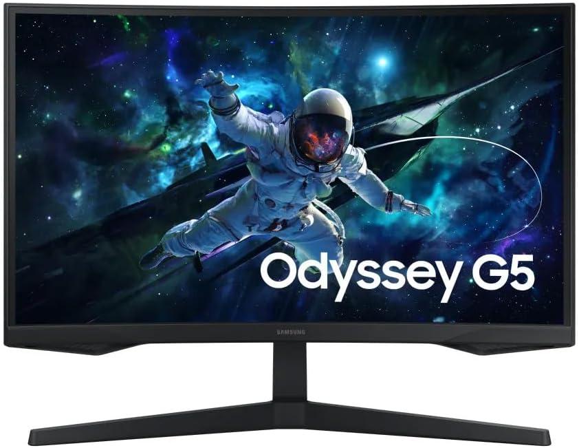 Monitor Gamer Samsung Odyssey G5 27, Resolução QHD, Taxa de atualização de 165Hz & 1ms de tempo de resposta (MPRT), Curvatura com 1000R, HDR 10, AMD FreeSync, Eye Saver Mode & Flicker Free Mode