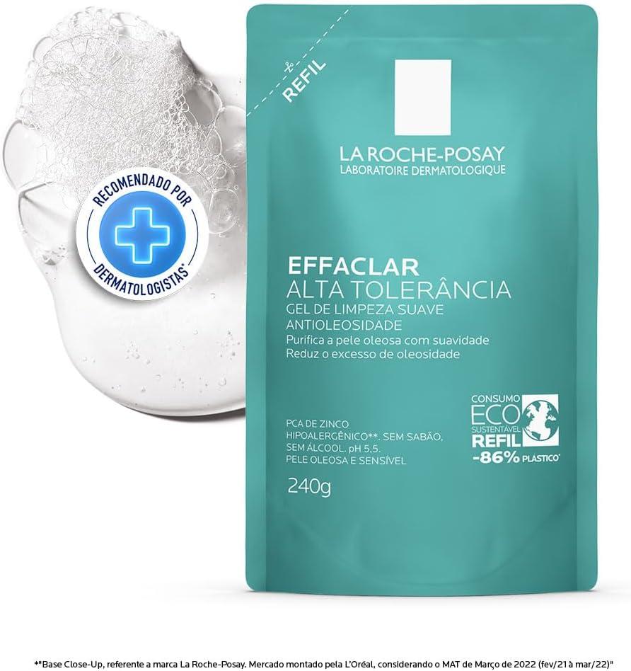 La Roche-posay Effaclar Gel Alta Tolerância. Limpeza Facial. Limpa a Pele Suavemente Reduzindo a Oleosidade e Eliminando o Brilho. Pele Oleosa e Sensível. Caprylyl Glycol, Glicerina, PCA de Zinco.