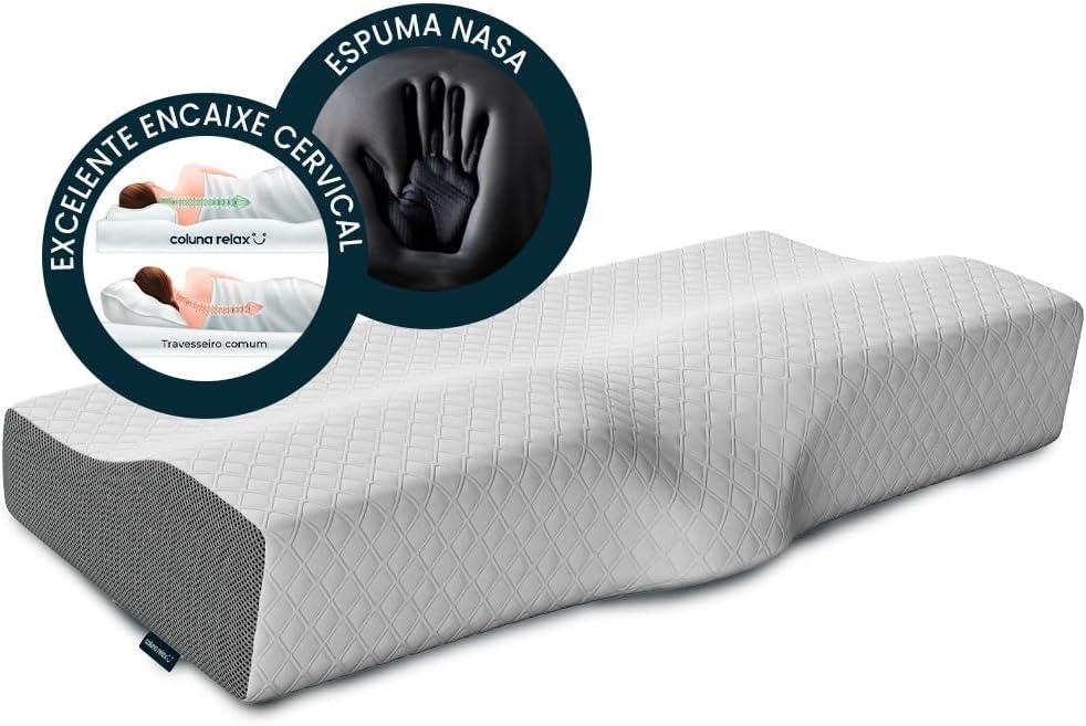 Travesseiro Cervical NASA - Coluna Relax - Suporte Ideal com Carvão Ativado