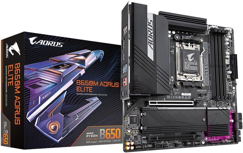 Placa Mãe Gigabyte B650m Aorus Elite, Ddr5, Microatx, Am5