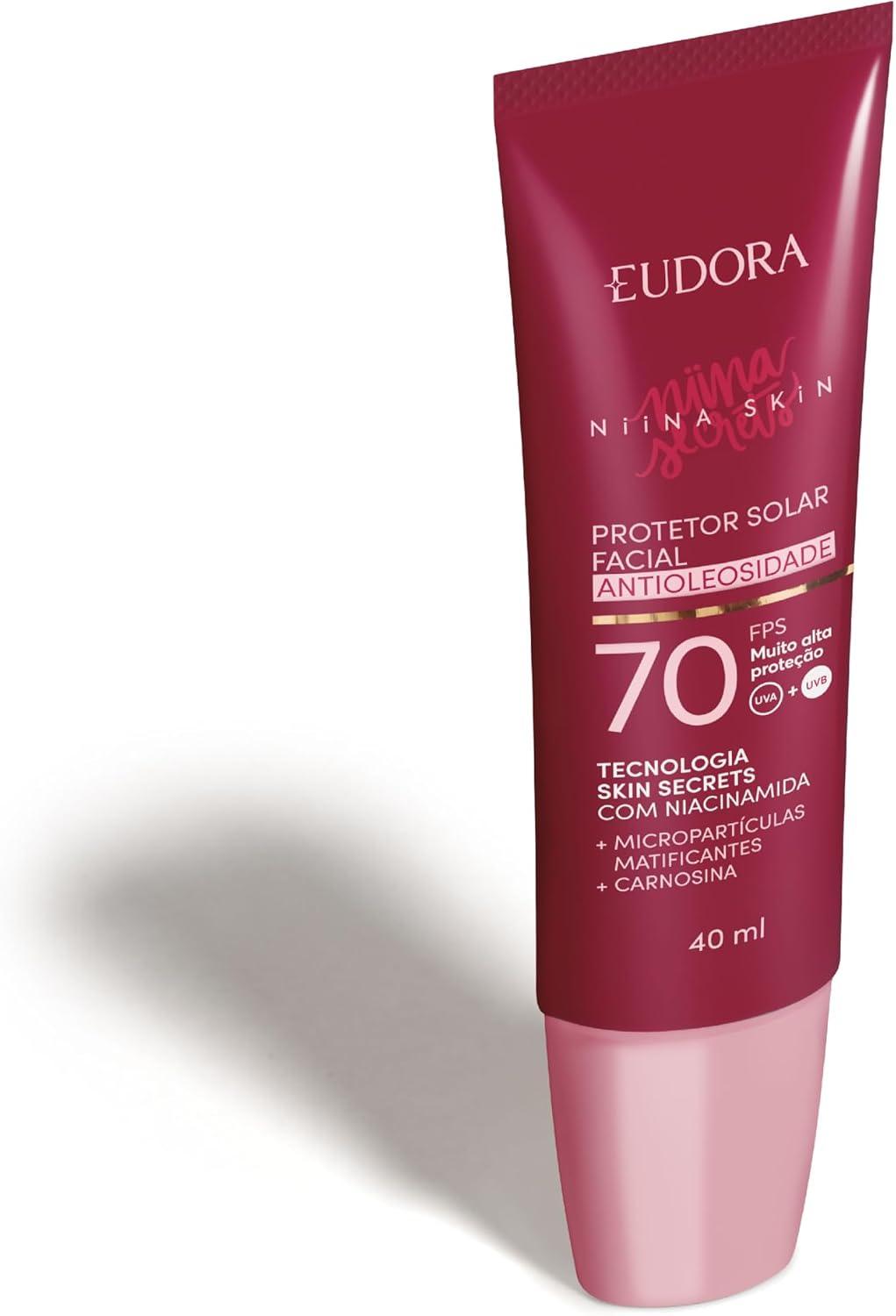 Eudora Niina Skin Protetor Solar Facial Antioleosidade FPS 70 Regular 40G