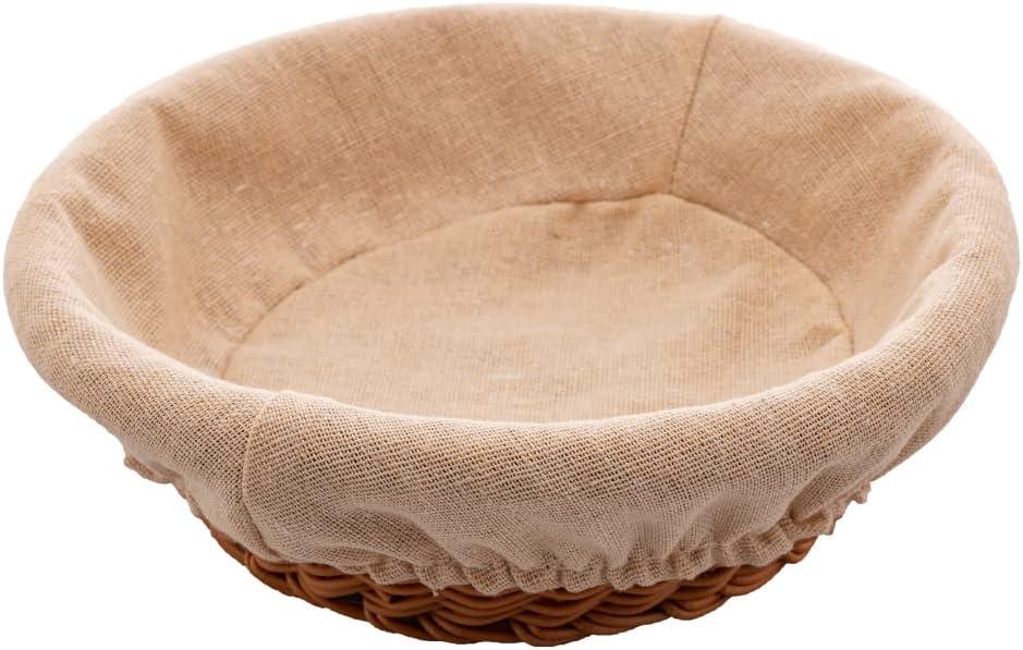 LYOR - Cesta Redonda de Rattan Plástico com Forro em Tecido 21cm x 7cm