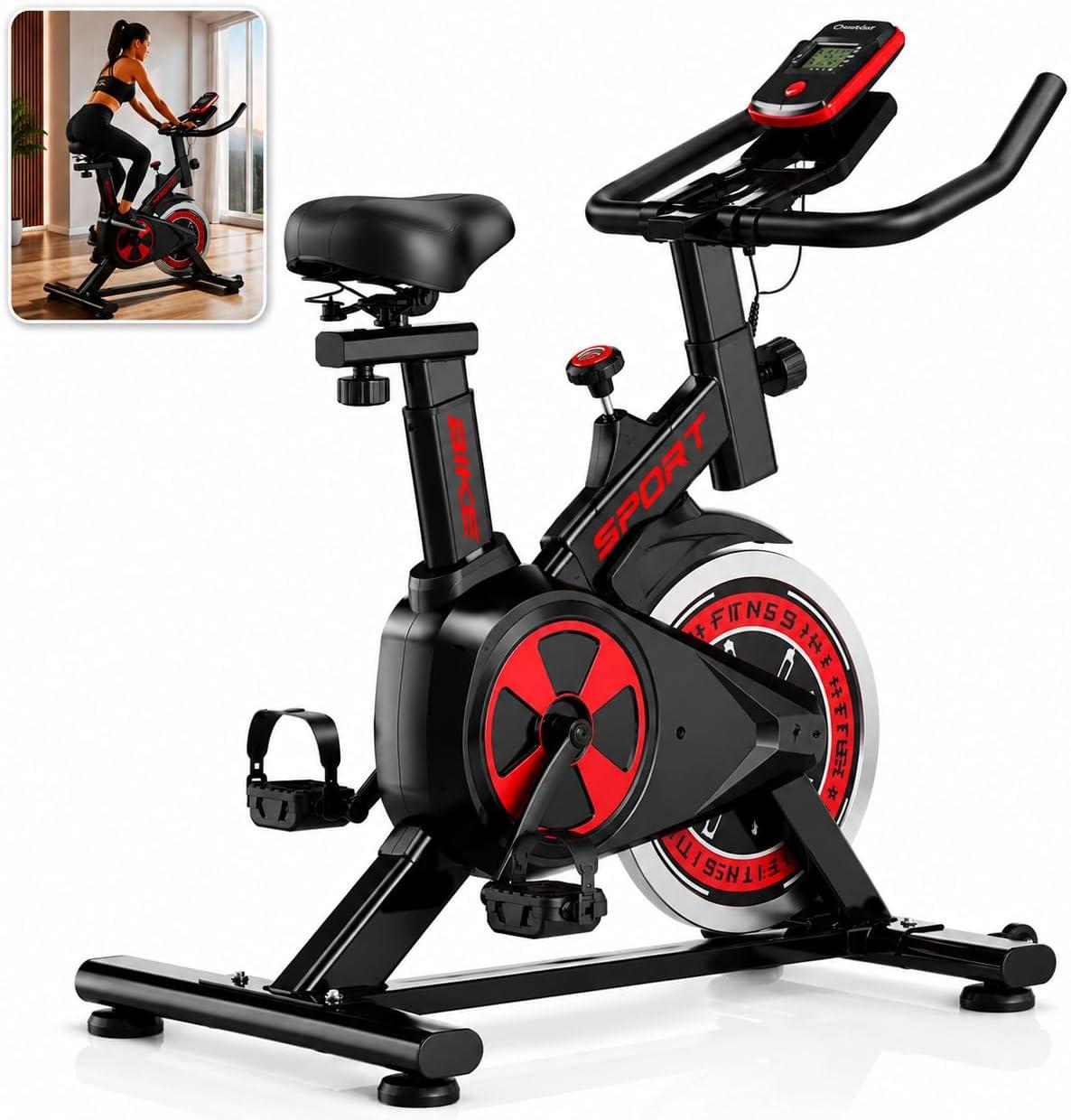 Bicicleta Ergométrica Bike Spinning – Bike Treino em Casa, Academia, Exercícios Cardio e Emagrecimento, Design Confortável e Ajustável, Vertical Silenciosa +100kg