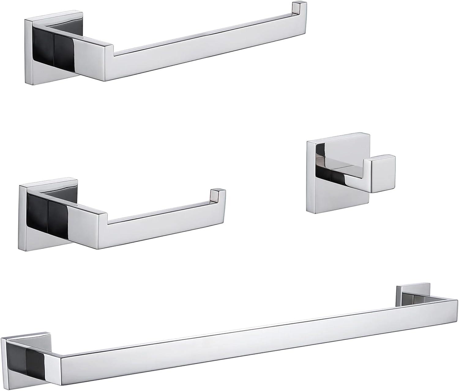 Conjunto De 4 Acessórios Para Banheiro Em Aço Inoxidável 304, Prata