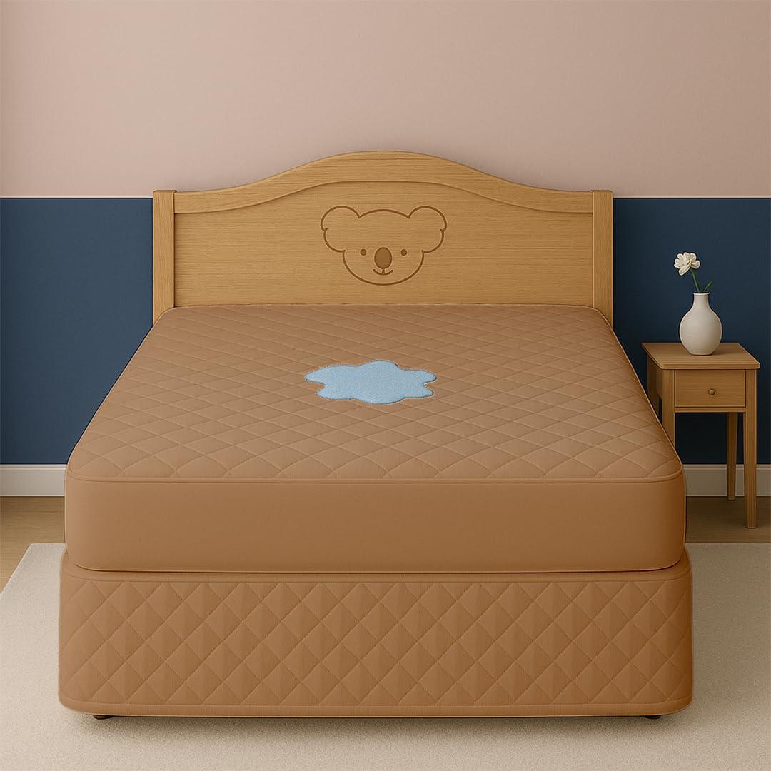 Capa Impermeável Protetor para Colchão Queen - 4 Camadas de Proteção - 100% Impermeável - Respirável e Não faz barulho (Bege, Queen)