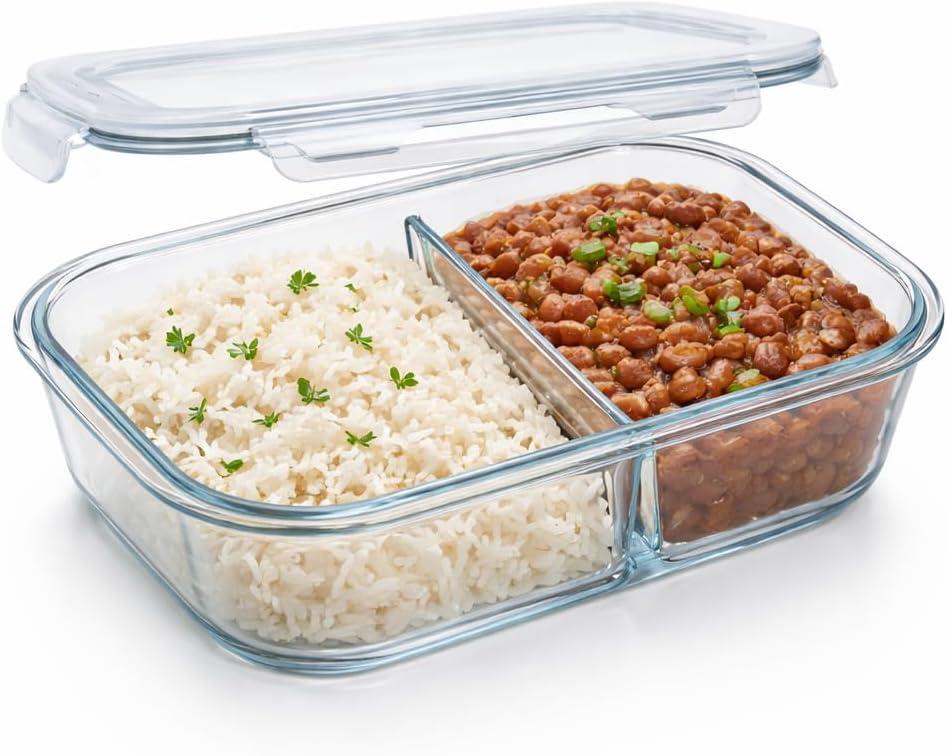Pote Marmita de Vidro 1040ml Hermético Borossilicato com Divisória