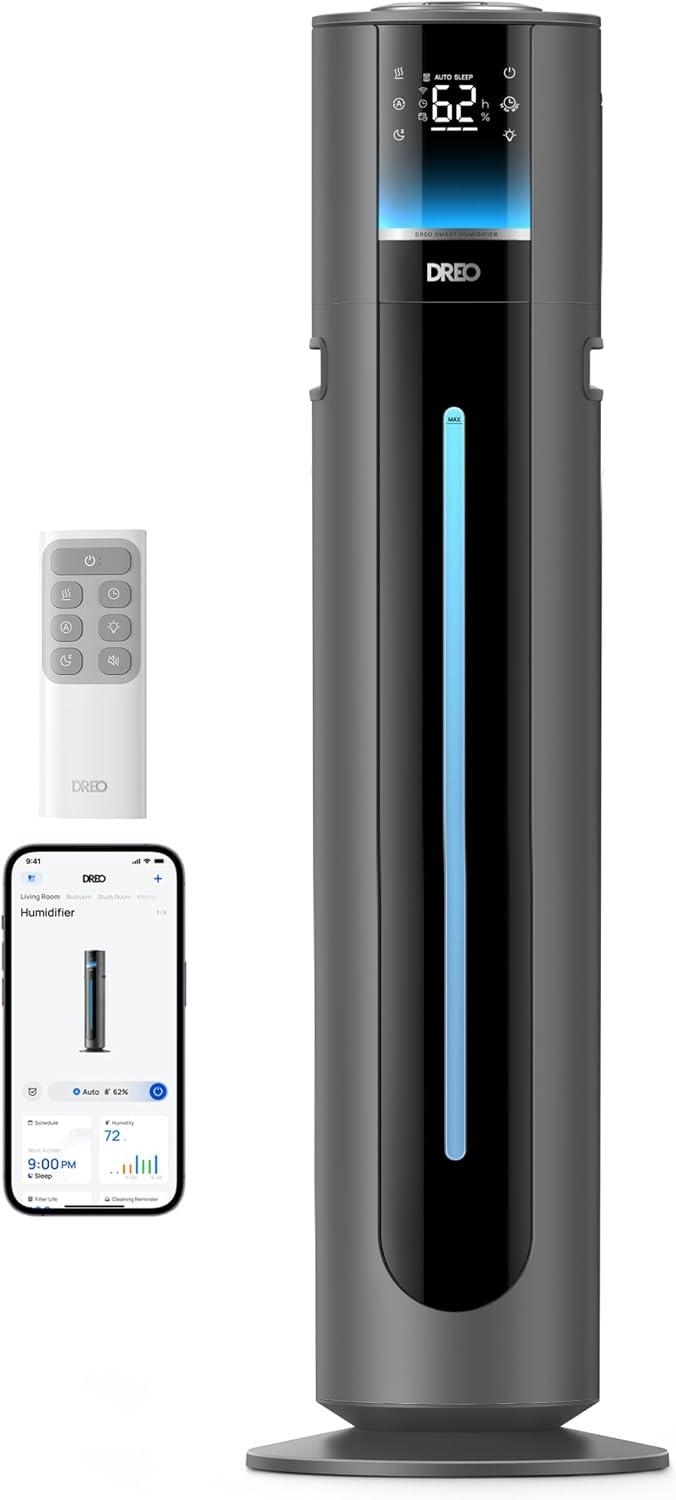 DREO Umidificador inteligente 11L 747S para grandes espaços 200 m² 100 horas umidificador de névoa fria para quarto 21dB enchimento superior tecnologia de tanque limpo