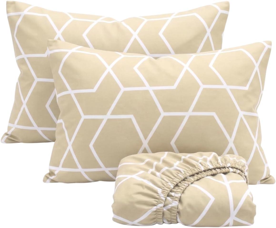 Cozzilar Jogo de Cama Queen Malha 100% Algodão 3 Peças Estampado