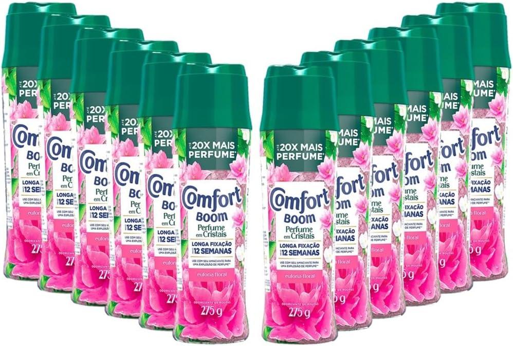 Comfort Boom Odorizador de Roupas Cristais de Perfume Euforia Floral 275gr - 12 Unidades