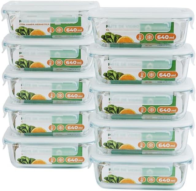 Pote Hermético Vidro Haushop Kit 10 Potes De Vidro com Tampa Reforçado Firme