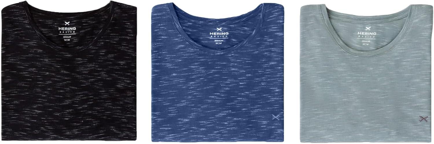 Kit 3 Camisetas Básicas Masculinas Em Malha Jet Com Bordado