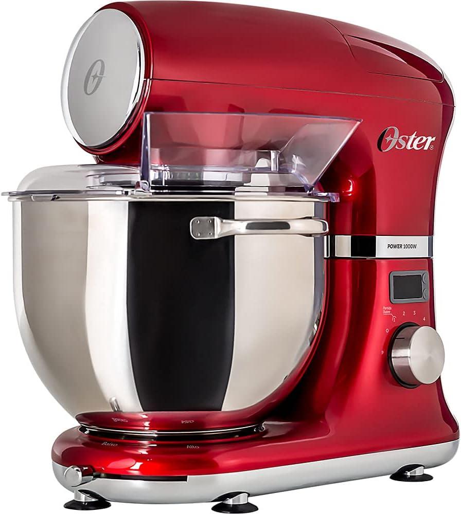 Oster Batedeira Planetária Digital, Bowl Inox, 5L, 110V, Vermelha, 1000W, OBAT911