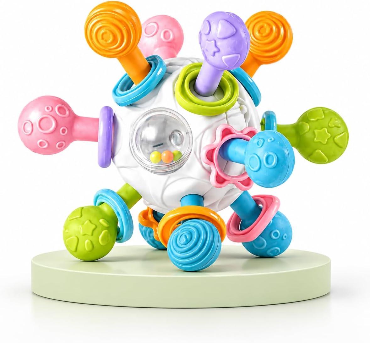 Mordedor Infantil Flexível 360 com Chocalho e Texturas Branco