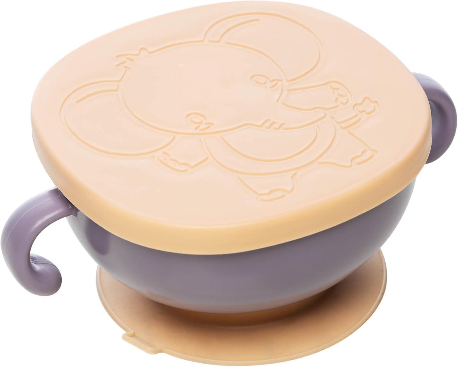 LYOR - Bowl com Tampa e Ventosa Baby Elefante Rosa Plástico