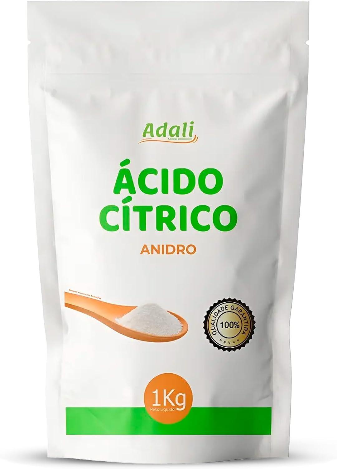 Ácido Cítrico Anidro Grau Alimentício 1kg Adali Regulador Acidez em Pó