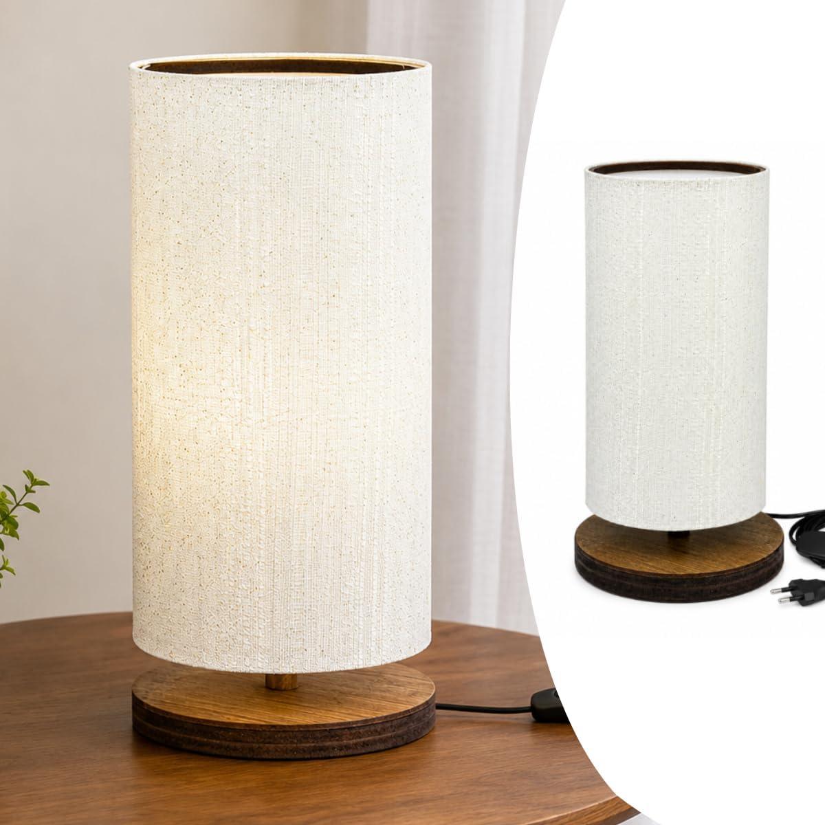 Abajur de Mesa Dellar 29 cm Decorativa MDF Cor Imbuia Cúpula Clara Bivolt