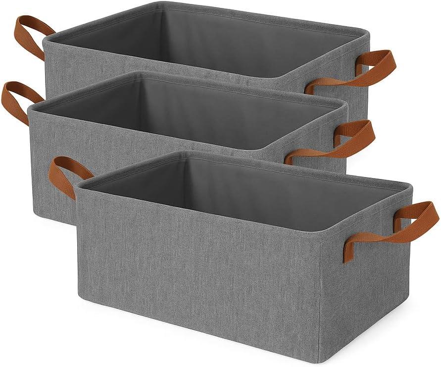 Conjunto de 3 Caixas Organizadoras Dobráveis, 26 Litros, Cinza
