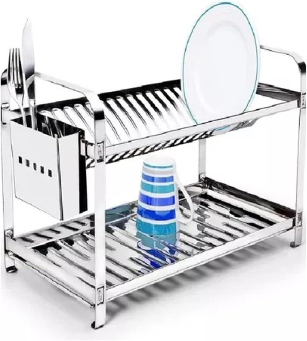 Escorredor Mak Inox Aço Inox 20 Pratos Porta Talheres Aço Inox