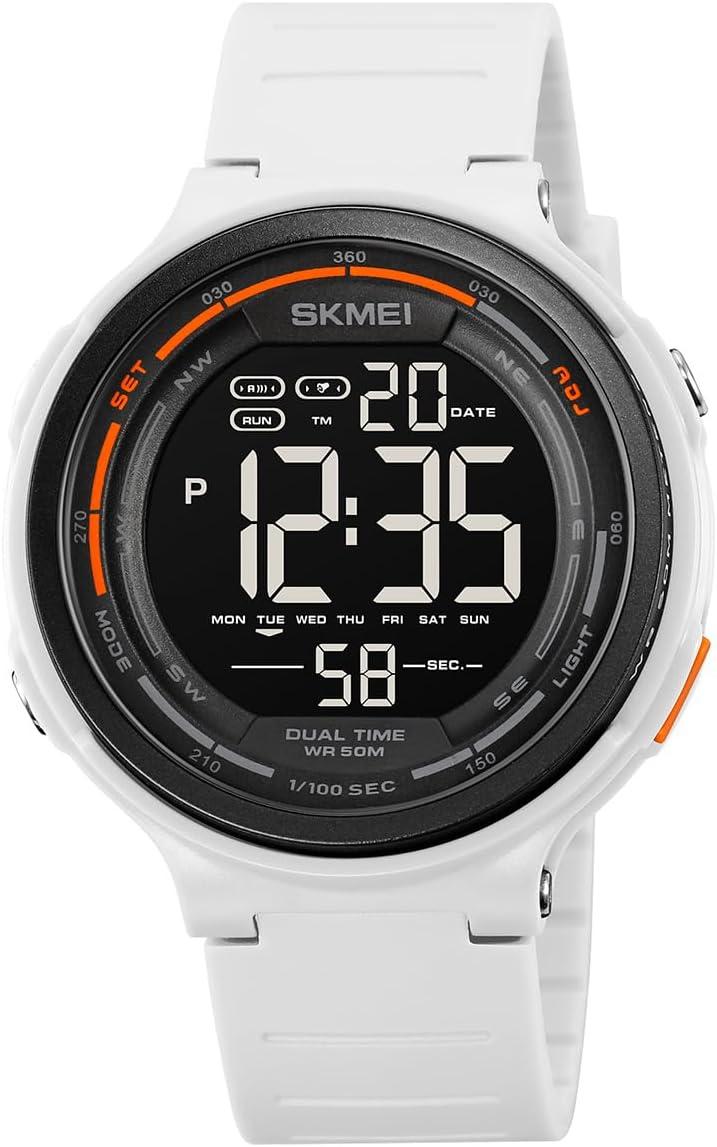 Relógio Digital Masculino Esportivo, Resistente à Água 50M, Display LCD Clara, Pulseira de Silicone Premium Macia, Multifuncional (Cronômetro/Alarme), Leve para Academia e Corrida Eletrônic