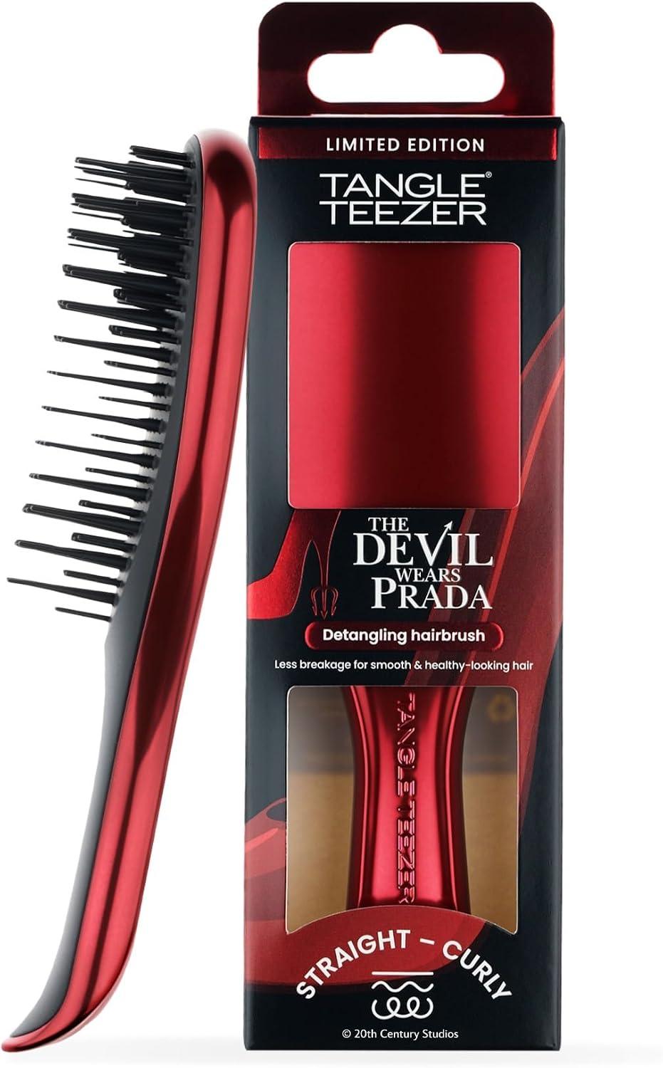 Tangle Teezer - Escova de cabelo desembaraçadora The Mini Ultimate Detangler para todos os tipos de cabelo, ideal para o uso em fios úmidos. Cor: Vermelho metalizado -Diabo Veste Prada 2