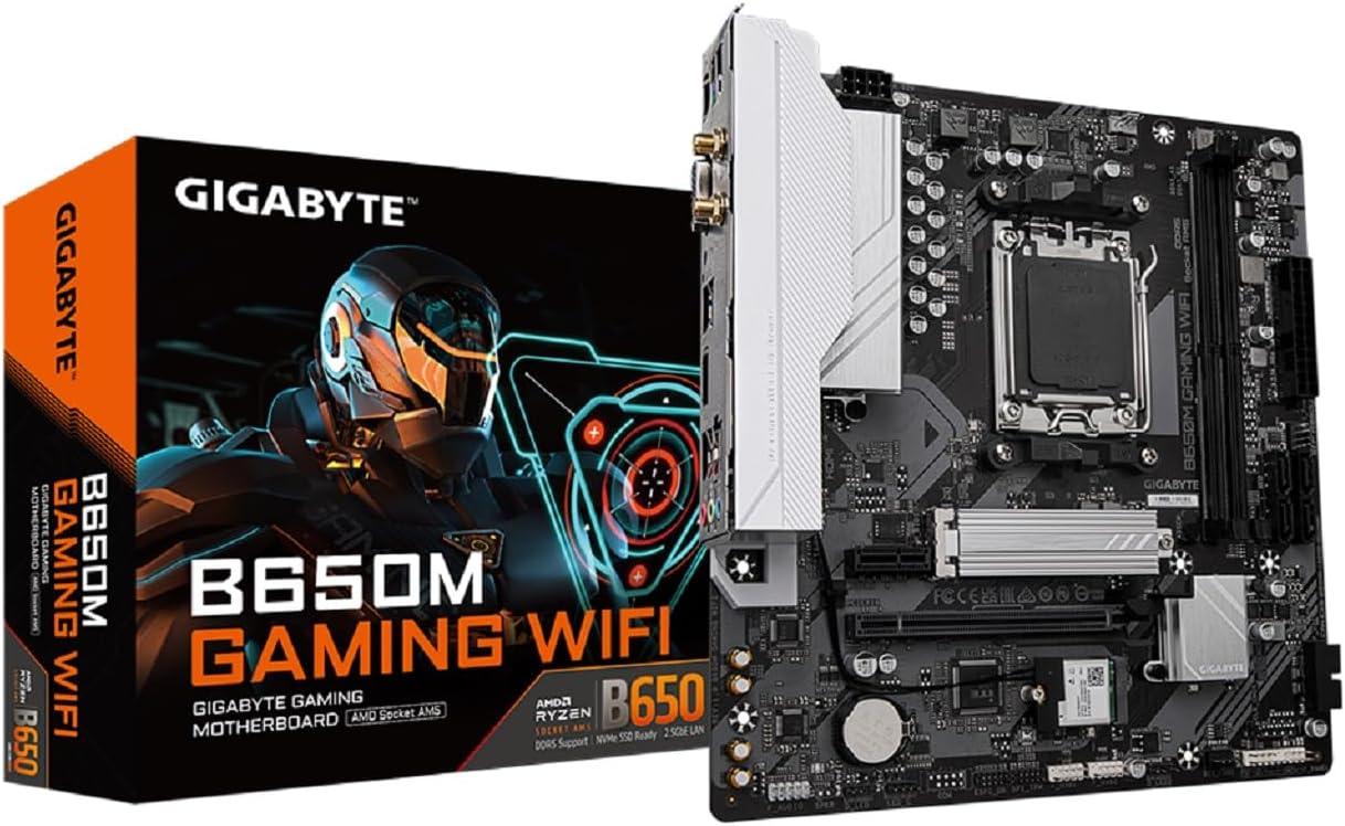 Gigabyte B650M GAMING WIFI Placa-Mãe Micro-ATX, Socket AM5, DDR5, para AMD Ryzen Série 7000/8000/9000
