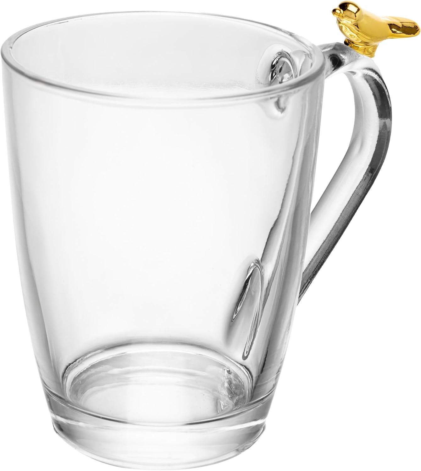 WOLFF - Caneca de Cristal Golden Bird, 300ml, Transparente, Caneca para Café e Chá, Design Moderno e Elegante em Cristal de Liderança