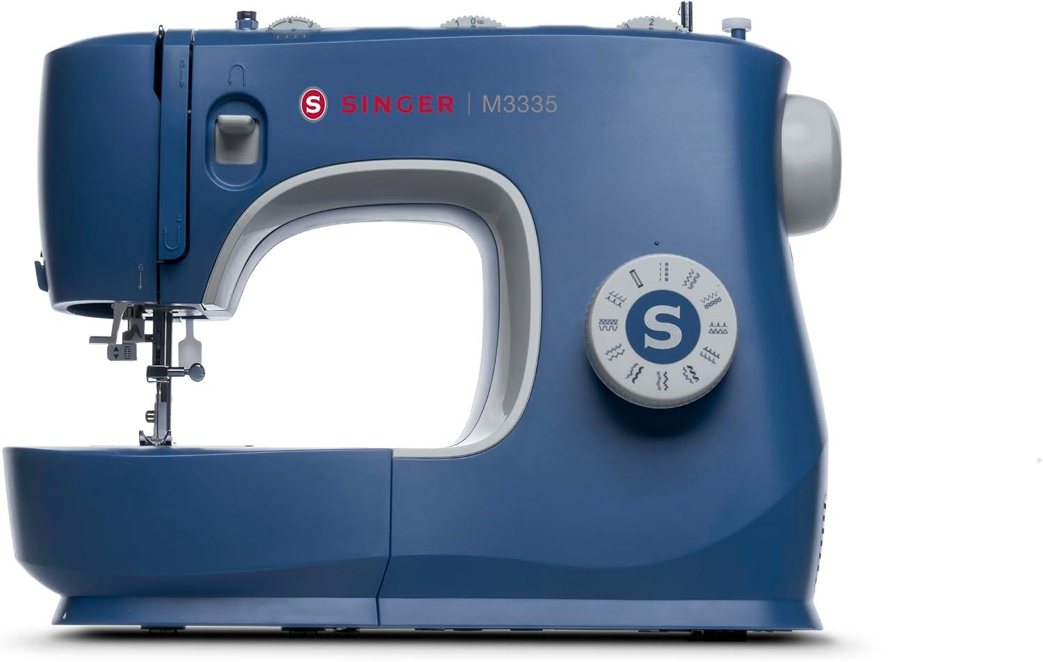 Máquina de Costura M3335 Azul 220V | 100 Pontos, Iluminação LED, Casa de Botão em Uma Etapa, Braço Livre, Configurações Ajustáveis | Ideal para Iniciantes e Projetos Domésticos