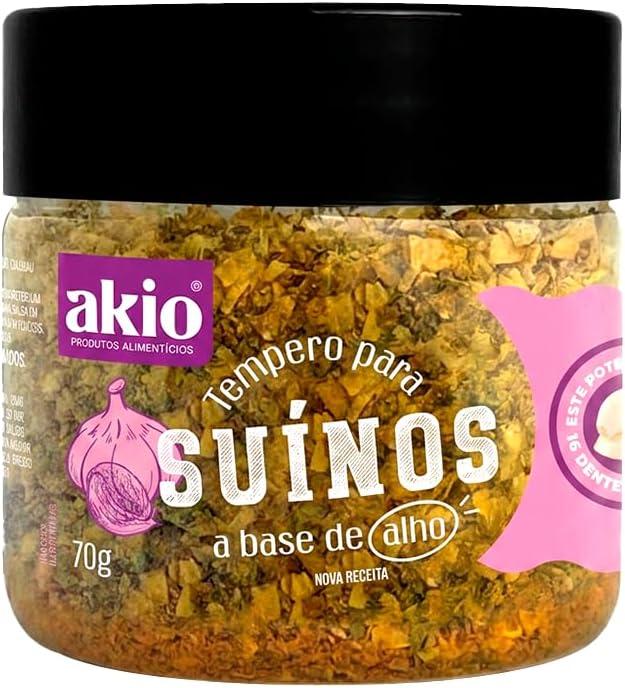 Akio Tempero para Suínos, 70g, Base de Alho Roxo, 100% Natural, sem Glutamato e sem Sódio, Mistura de Especiarias Prontas