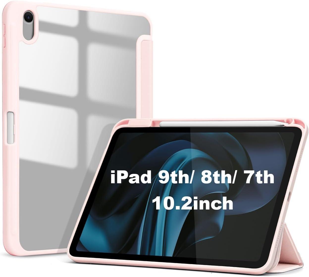 Capa para iPad de 9ª/8ª/7ª geração de 10,2 polegadas (lançado em 2021/2020/2019), capa fina e inteligente para iPad de 10,2 polegadas, com ativação/desativação automática (Rosa)