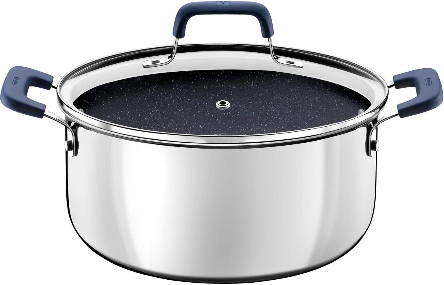 Caçarola Tramontina Romagna em Aço inox e Alumínio com Revestimento Interno Cerâmico Black Stone 20 Cm 3,2 L