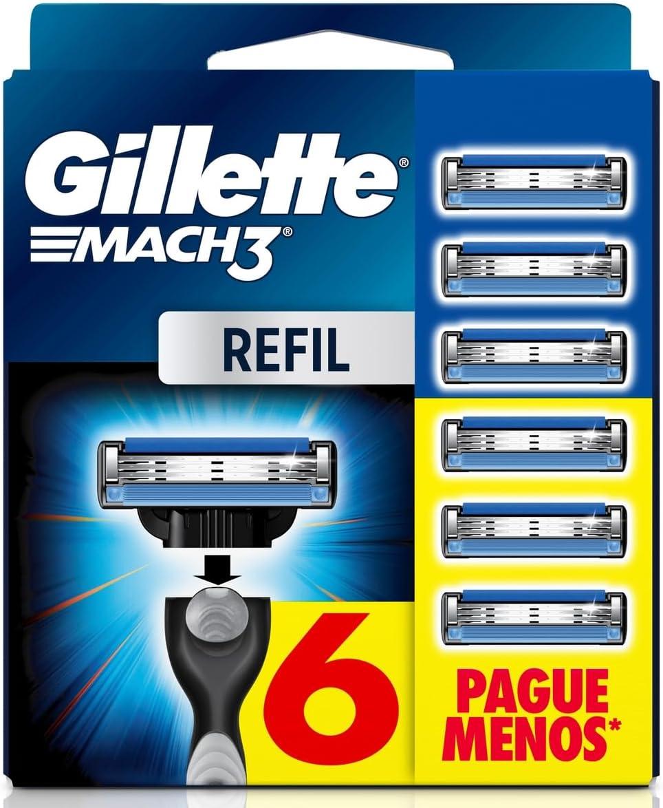 Gillette Mach3 Carga para Aparelho de Barbear com 3 Lâminas 6 Unidades